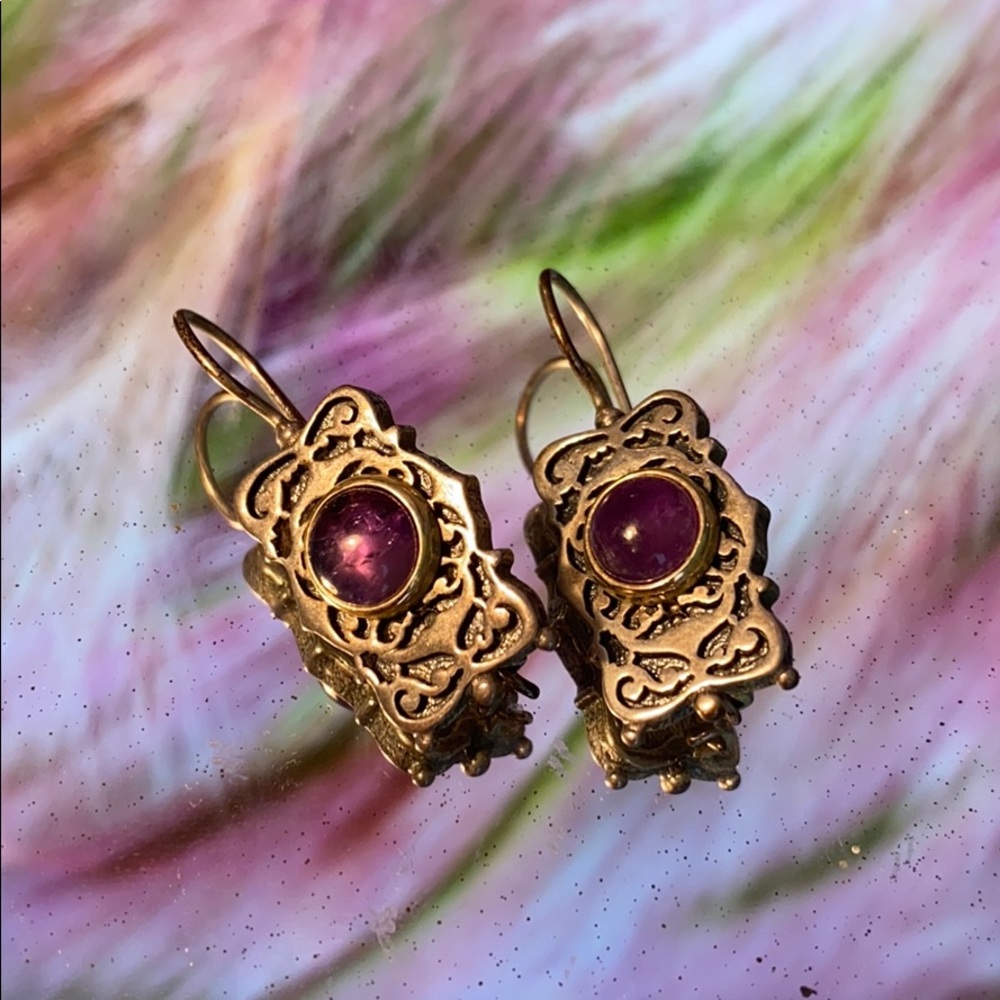 Vintage sterling 925 Israel stone earrings
